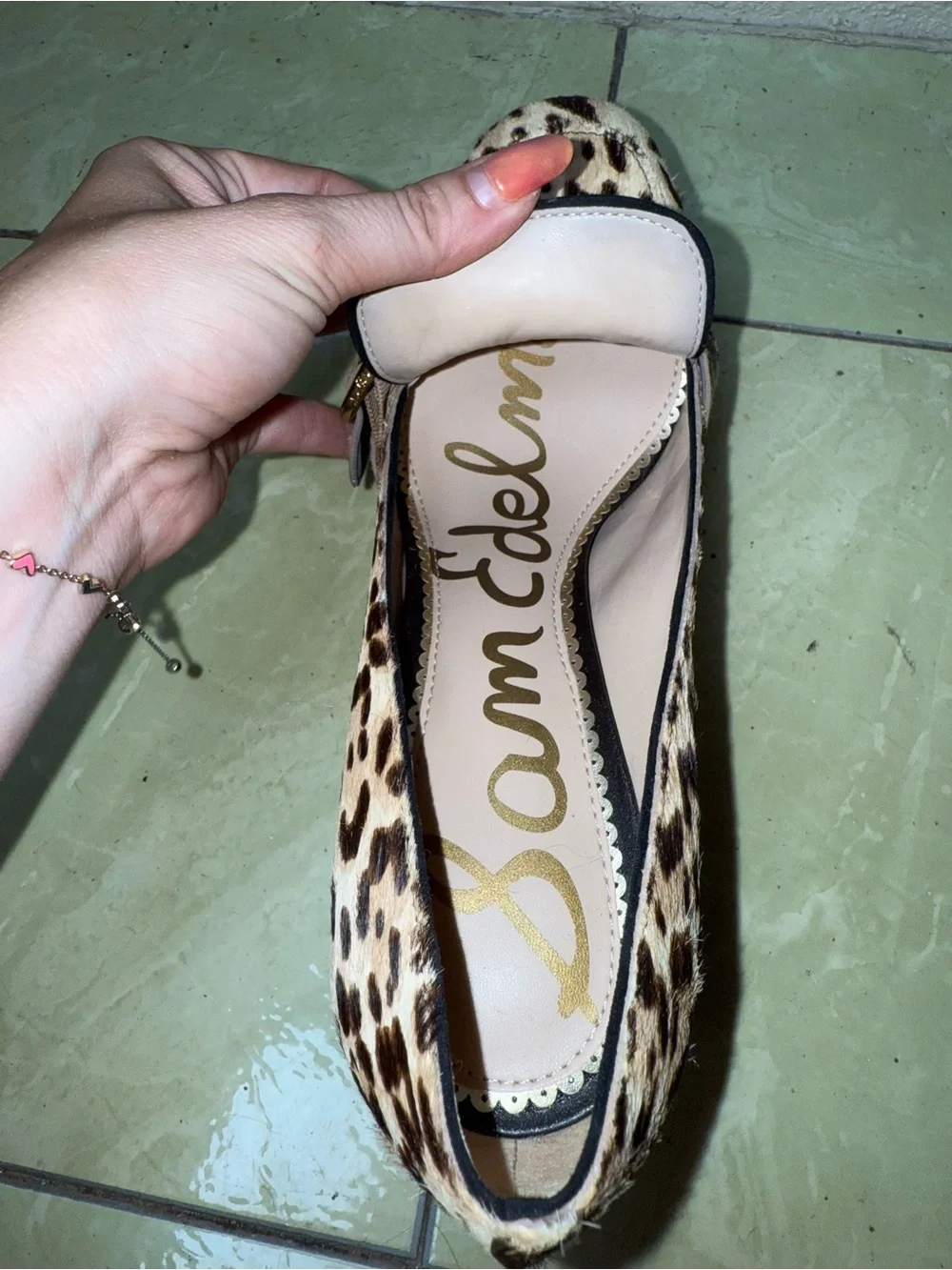 Sam Edelman Leopard Calf Hair Loafer Block Heel Buckle‎ Pump Mob Wife-8.5